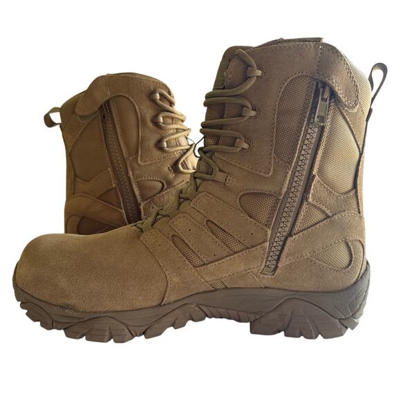 Merrell Work Boots Moab 2 8" Defense Zip Men 11.5M WP Suede Composite Toe Coyote - Picture 3 of 13